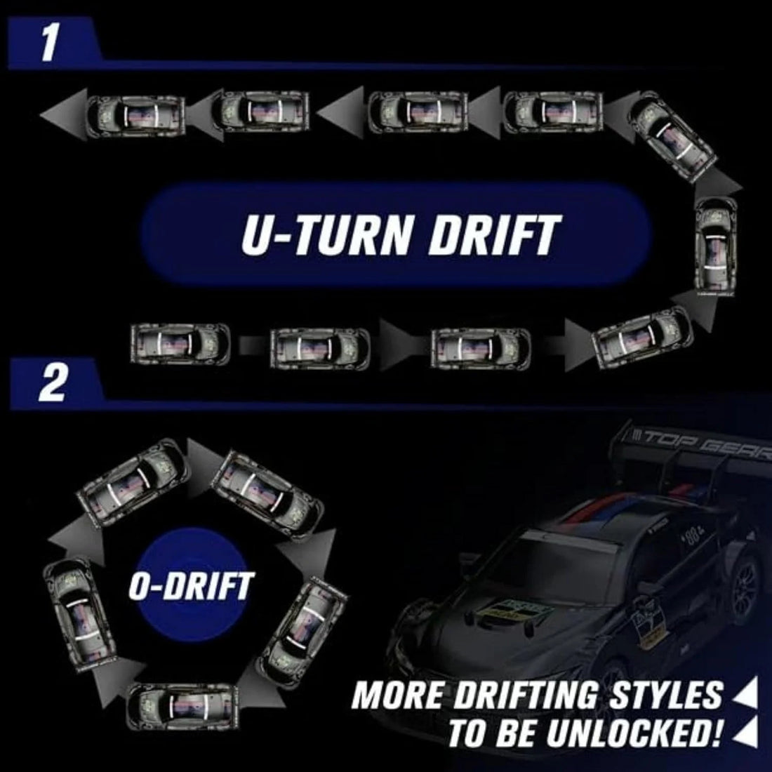 Big Size Top Quality RC Drift Car - 31 cm - With Extra Tyres & Props