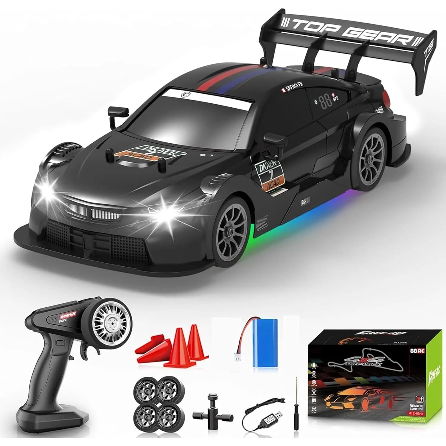 Big Size Top Quality RC Drift Car - 31 cm - With Extra Tyres & Props