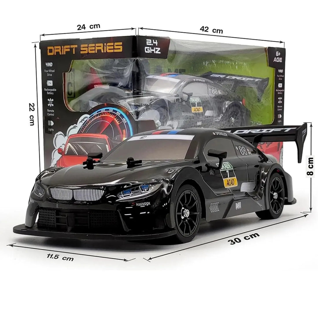 Big Size Top Quality RC Drift Car - 31 cm - With Extra Tyres & Props
