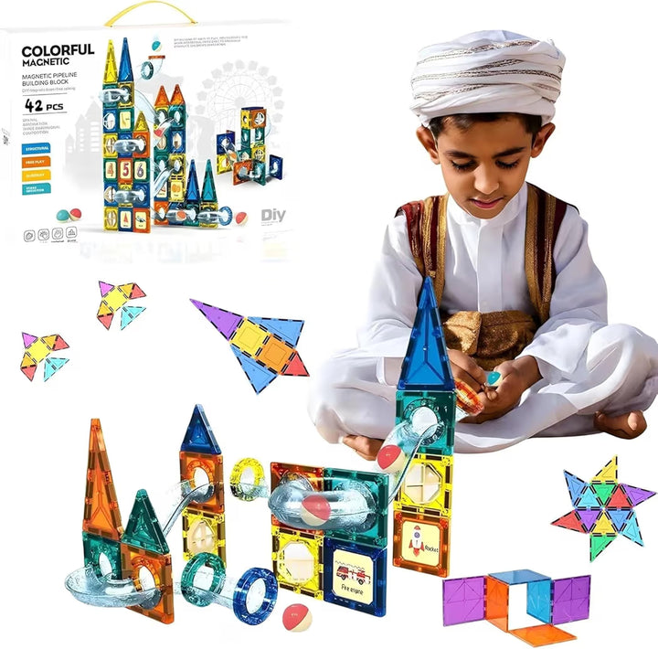 Magnetic Tiles for Kids|Magnetic Building Blocks for Kids 3 4 5 6 7 8 Yrs|Constructing&Creative Learning Educational Brain Toys|STEM Learning Kit Magnetic Toys
