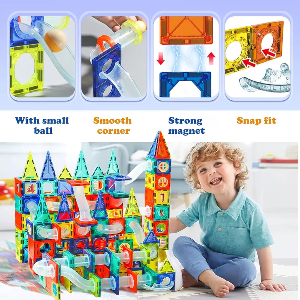 Magnetic Tiles for Kids|Magnetic Building Blocks for Kids 3 4 5 6 7 8 Yrs|Constructing&Creative Learning Educational Brain Toys|STEM Learning Kit Magnetic Toys