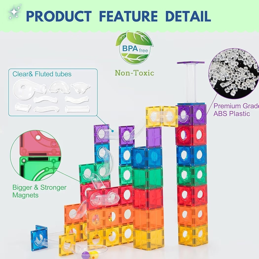 Magnetic Tiles for Kids|Magnetic Building Blocks for Kids 3 4 5 6 7 8 Yrs|Constructing&Creative Learning Educational Brain Toys|STEM Learning Kit Magnetic Toys