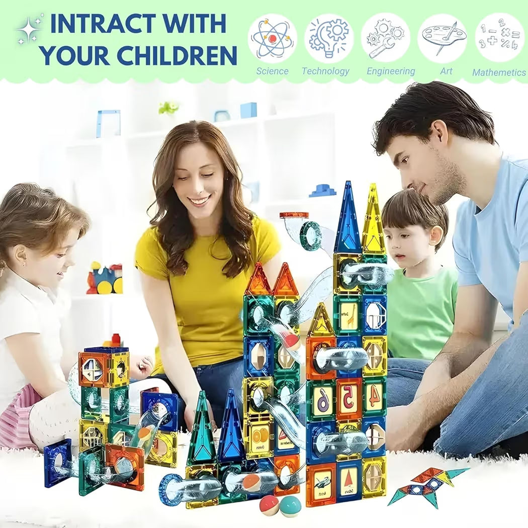 Magnetic Tiles for Kids|Magnetic Building Blocks for Kids 3 4 5 6 7 8 Yrs|Constructing&Creative Learning Educational Brain Toys|STEM Learning Kit Magnetic Toys