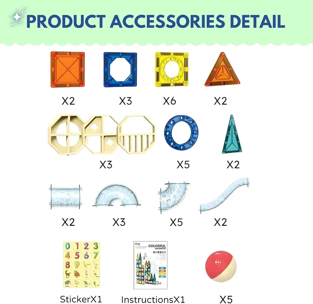 Magnetic Tiles for Kids|Magnetic Building Blocks for Kids 3 4 5 6 7 8 Yrs|Constructing&Creative Learning Educational Brain Toys|STEM Learning Kit Magnetic Toys