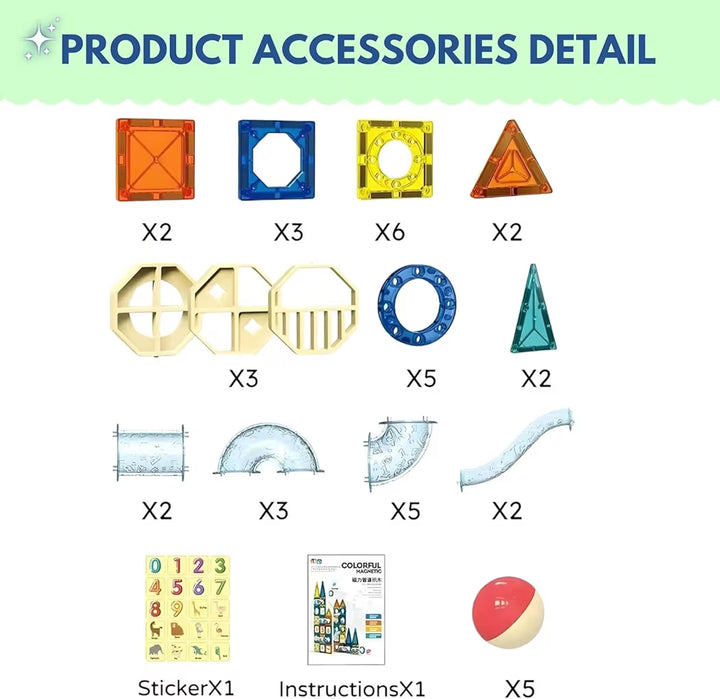 Magnetic Tiles for Kids|Magnetic Building Blocks for Kids 3 4 5 6 7 8 Yrs|Constructing&Creative Learning Educational Brain Toys|STEM Learning Kit Magnetic Toys