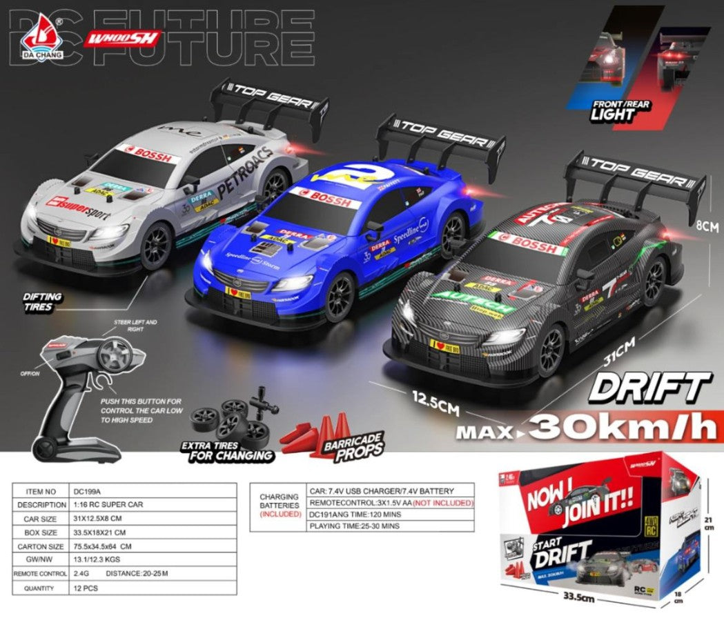 Big Size Top Quality RC Drift Car - 31 cm - With Extra Tyres & Props